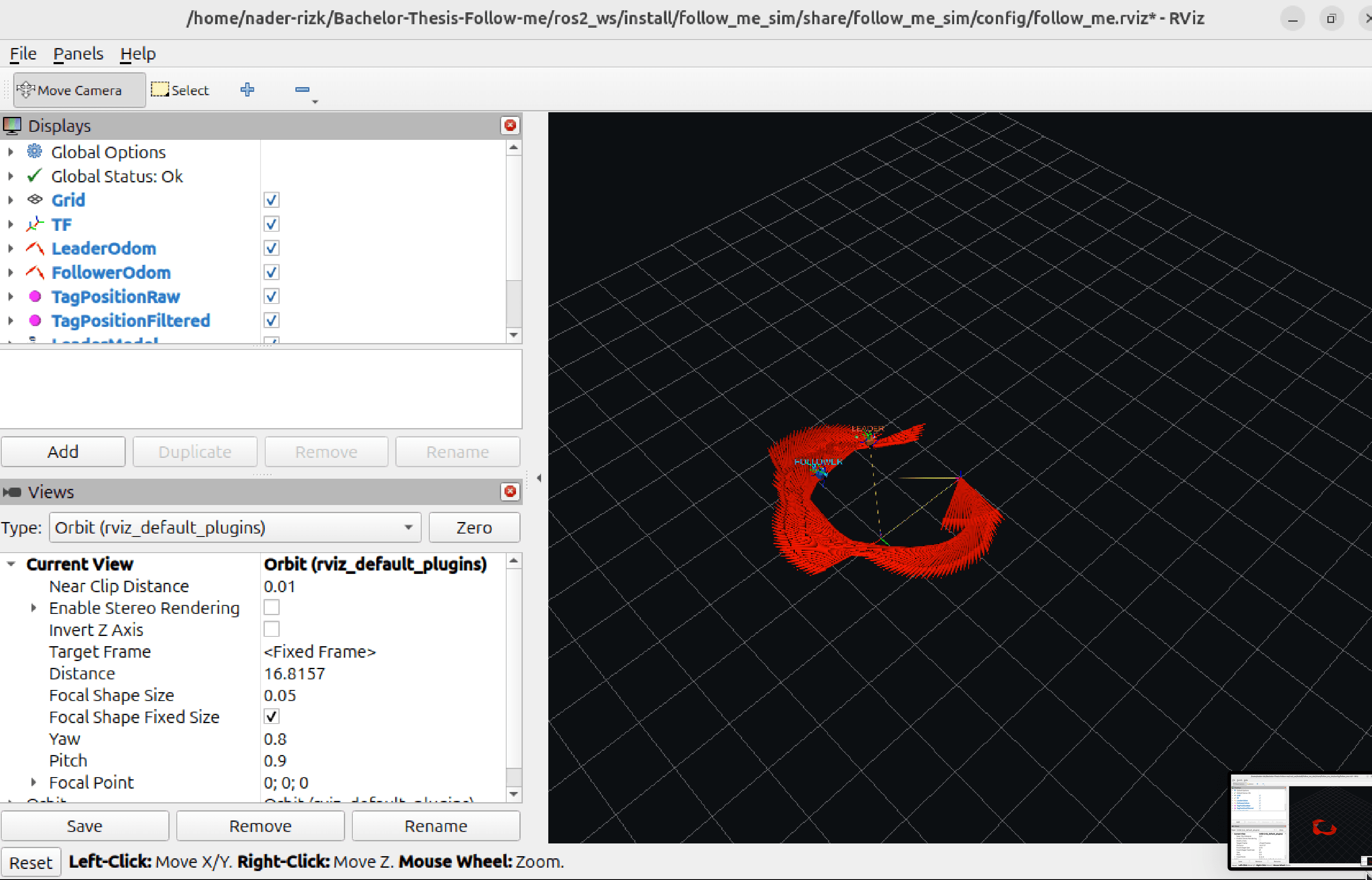 ROS 2 / Gazebo simulation of the UWB-based follow-me robot